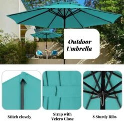 11 Ft. 2 -Tiers 8 Sturdy Ribs Outdoor Market Patio Umbrellas With Crank Lift In Peacock Blue -Jearey market umbrellas 11sc zzs pb a0 1000