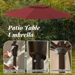 11 Ft. 2 -Tiers 8 Sturdy Ribs Outdoor Market Patio Umbrellas With Crank Lift In Red 10 11 Ft. 2 -Tiers 8 Sturdy Ribs Outdoor Market Patio Umbrellas With Crank Lift In Red -Jearey market umbrellas 11sc zzs rd 1d 1000
