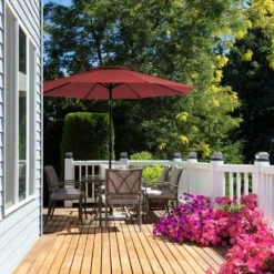 11 Ft. 2 -Tiers 8 Sturdy Ribs Outdoor Market Patio Umbrellas With Crank Lift In Red 13 11 Ft. 2 -Tiers 8 Sturdy Ribs Outdoor Market Patio Umbrellas With Crank Lift In Red -Jearey market umbrellas 11sc zzs rd 31 1000