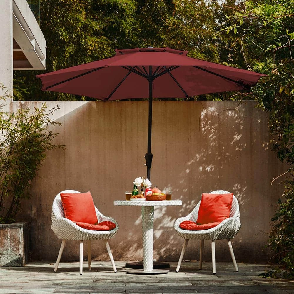 11 Ft. 2 -Tiers 8 Sturdy Ribs Outdoor Market Patio Umbrellas With Crank Lift In Red 1 11 Ft. 2 -Tiers 8 Sturdy Ribs Outdoor Market Patio Umbrellas With Crank Lift In Red