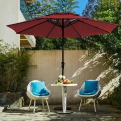 11 Ft. 2 -Tiers 8 Sturdy Ribs Outdoor Market Patio Umbrellas With Crank Lift In Red 12 11 Ft. 2 -Tiers 8 Sturdy Ribs Outdoor Market Patio Umbrellas With Crank Lift In Red -Jearey market umbrellas 11sc zzs rd d4 1000