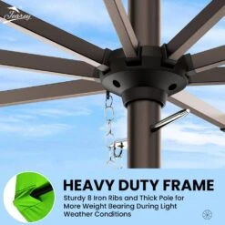 11 Ft. Steel Crank Lift Patio Umbrella In Apple Green -Jearey market umbrellas 11zzs agreen 40 1000