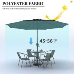 11 Ft. Steel Crank Lift Patio Umbrella In Brown -Jearey market umbrellas 11zzs brown d4 1000