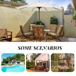 11 Ft. Steel Crank Lift Patio Umbrella In Creamy White -Jearey market umbrellas 11zzs cwhite a0 1000