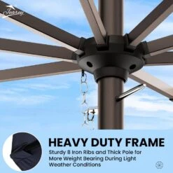 11 Ft. Steel Crank Lift Patio Umbrella In Navy 12 11 Ft. Steel Crank Lift Patio Umbrella In Navy -Jearey market umbrellas 11zzs navy d4 1000