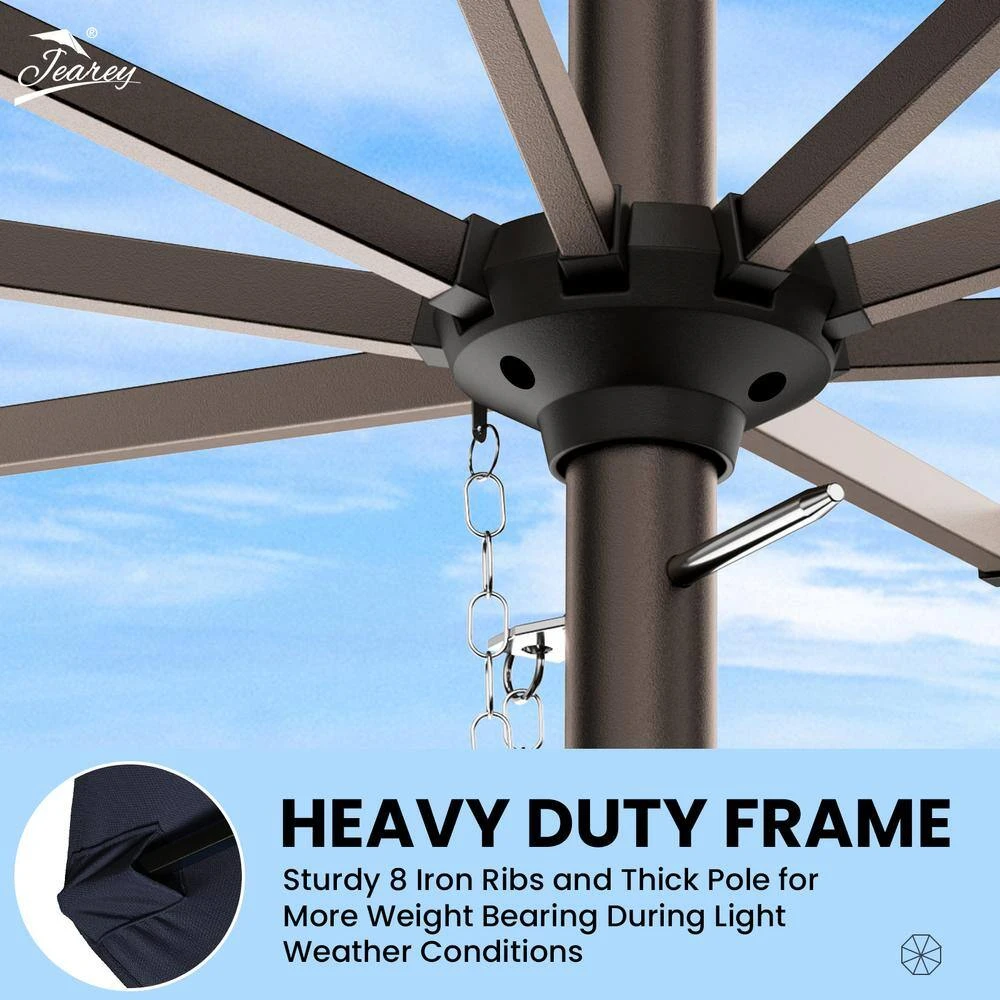 11 Ft. Steel Crank Lift Patio Umbrella In Navy 6 11 Ft. Steel Crank Lift Patio Umbrella In Navy - Image 6