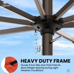 11 Ft. Steel Crank Lift Patio Umbrella In Orange -Jearey market umbrellas 11zzs orange 1d 1000