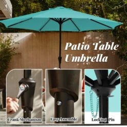 11 Ft. Steel Crank Lift Patio Umbrella In Peacock Blue -Jearey market umbrellas 11zzs pblue 40 1000
