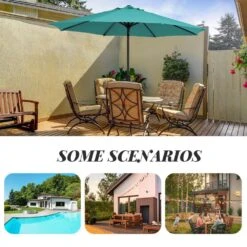 11 Ft. Steel Crank Lift Patio Umbrella In Peacock Blue -Jearey market umbrellas 11zzs pblue d4 1000