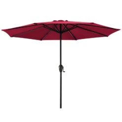 11 Ft. Steel Crank Lift Patio Umbrella In Red