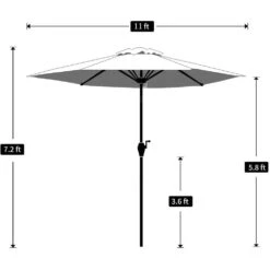 11 Ft. Steel Crank Lift Patio Umbrella In Red -Jearey market umbrellas 11zzs red 77 1000