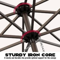 9FT Two Layer Wind Vent Patio Market Umbrella With Push Button And Tilt Crank Lifting In Beige -Jearey market umbrellas 2ly 9ft be 1d 1000