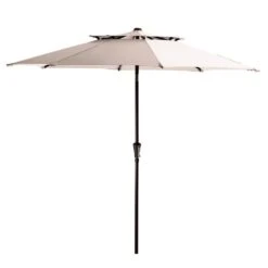 9FT Two Layer Wind Vent Patio Market Umbrella With Push Button And Tilt Crank Lifting In Beige -Jearey market umbrellas 2ly 9ft be c3 1000