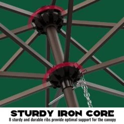 9FT Two Layer Wind Vent Patio Market Umbrella With Push Button And Tilt Crank Lifting In Green -Jearey market umbrellas 2ly 9ft gn 1d 1000