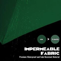 9FT Two Layer Wind Vent Patio Market Umbrella With Push Button And Tilt Crank Lifting In Green -Jearey market umbrellas 2ly 9ft gn 4f 1000