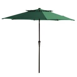 9FT Two Layer Wind Vent Patio Market Umbrella With Push Button And Tilt Crank Lifting In Green -Jearey market umbrellas 2ly 9ft gn c3 1000