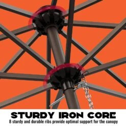 9FT Two Layer Wind Vent Patio Market Umbrella With Push Button And Tilt Crank Lifting In Orange -Jearey market umbrellas 2ly 9ft oe 1d 1000