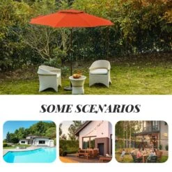 9FT Two Layer Wind Vent Patio Market Umbrella With Push Button And Tilt Crank Lifting In Orange -Jearey market umbrellas 2ly 9ft oe 31 1000