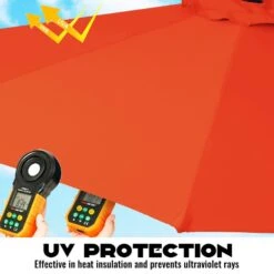 9FT Two Layer Wind Vent Patio Market Umbrella With Push Button And Tilt Crank Lifting In Orange -Jearey market umbrellas 2ly 9ft oe 66 1000