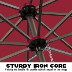 9FT Two Layer Wind Vent Patio Market Umbrella With Push Button And Tilt Crank Lifting In Red -Jearey market umbrellas 2ly 9ft red 1d 1000