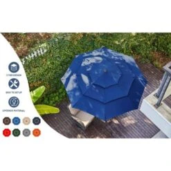 3-Tier 9 Ft. Steel Crank Lift Market Patio Umbrella In Beige -Jearey market umbrellas 3c 9zzs be a0 1000