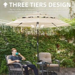3-Tier 9 Ft. Steel Crank Lift Market Patio Umbrella In Beige -Jearey market umbrellas 3c 9zzs be c3 1000