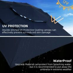 3-Tier 9 Ft. Steel Crank Lift Market Patio Umbrella In Navy -Jearey market umbrellas 3c 9zzs ny 40 1000