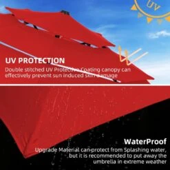 3-Tier 9 Ft. Steel Crank Lift Market Patio Umbrella In Red -Jearey market umbrellas 3c 9zzs rd 40 1000