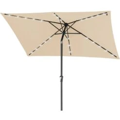 6.5 Ft. X 10 Ft. Steel Lighted Market Tilt Solar Umbrella With Crank In Beige -Jearey market umbrellas 6 5 10dz zzs be 1d 1000