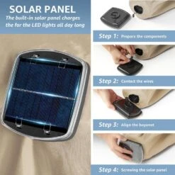 6.5 Ft. X 10 Ft. Steel Lighted Market Tilt Solar Umbrella With Crank In Beige -Jearey market umbrellas 6 5 10dz zzs be 77 1000