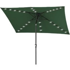 6.5 Ft. X 10 Ft. Steel Lighted Market Tilt Solar Umbrella With Crank In Dark Green 9 6.5 Ft. X 10 Ft. Steel Lighted Market Tilt Solar Umbrella With Crank In Dark Green -Jearey market umbrellas 6 5 10dz zzs dg 1d 1000