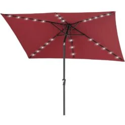 6.5 Ft. X 10 Ft. Steel Lighted Market Tilt Solar Umbrella With Crank In Red 9 6.5 Ft. X 10 Ft. Steel Lighted Market Tilt Solar Umbrella With Crank In Red -Jearey market umbrellas 6 5 10dz zzs rd 1d 1000