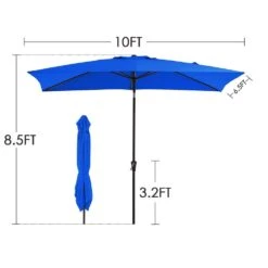 6.5 Ft. X 10 Ft. Steel Market Tilt Patio Umbrella In Blue -Jearey market umbrellas 6 5jxs bu 76 1000