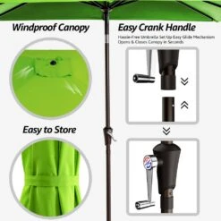 7.5 Ft. X 7.5 Ft. Square Market Outdoor Patio Umbrella In Apple Green -Jearey market umbrellas 7 5fxzzs ag 40 1000