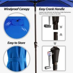 7.5 Ft. X 7.5 Ft. Square Market Outdoor Patio Umbrella In Blue 11 7.5 Ft. X 7.5 Ft. Square Market Outdoor Patio Umbrella In Blue -Jearey market umbrellas 7 5fxzzs blue 1d 1000