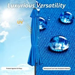 7.5 Ft. X 7.5 Ft. Square Market Outdoor Patio Umbrella In Blue 9 7.5 Ft. X 7.5 Ft. Square Market Outdoor Patio Umbrella In Blue -Jearey market umbrellas 7 5fxzzs blue 40 1000