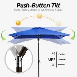 7.5 Ft. X 7.5 Ft. Square Market Outdoor Patio Umbrella In Blue 8 7.5 Ft. X 7.5 Ft. Square Market Outdoor Patio Umbrella In Blue -Jearey market umbrellas 7 5fxzzs blue e1 1000