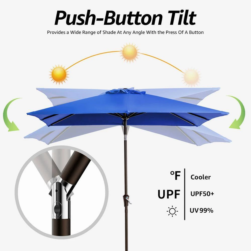 7.5 Ft. X 7.5 Ft. Square Market Outdoor Patio Umbrella In Blue 2 7.5 Ft. X 7.5 Ft. Square Market Outdoor Patio Umbrella In Blue - Image 2