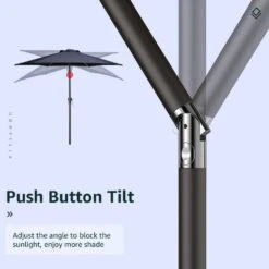 7.5 Ft. Steel Market With Push Botton Tilt And Crank Lift (6-Rips) In Navy -Jearey market umbrellas 7 5zzs navy 77 1000