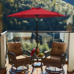 7.5 Ft. Steel Market With Push Botton Tilt And Crank Lift (6-Rips) In Red -Jearey market umbrellas 7 5zzs red 31 1000