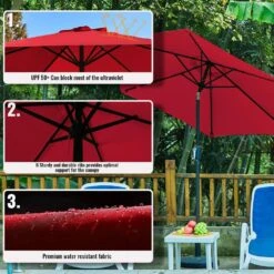 7.5 Ft. Steel Market With Push Botton Tilt And Crank Lift (6-Rips) In Red -Jearey market umbrellas 7 5zzs red a0 1000