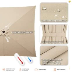 8.5 Ft. X 8.5 Ft. Steel Anti-UV Polyester Fabric Market Tilt Patio Umbrella In Beige -Jearey market umbrellas 8 5fxs beige a0 1000