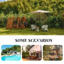 8.5 Ft. X 8.5 Ft. Steel Anti-UV Polyester Fabric Market Tilt Patio Umbrella In Beige -Jearey market umbrellas 8 5fxs beige d4 1000