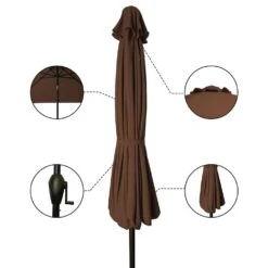 8.5 Ft. X 8.5 Ft. Steel Anti-UV Polyester Fabric Market Tilt Patio Umbrella In Brown -Jearey market umbrellas 8 5fxs brown a0 1000
