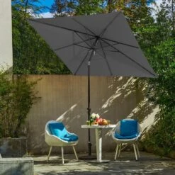 8.5 Ft. X 8.5 Ft. Steel Anti-UV Polyester Fabric Market Tilt Patio Umbrella In Gray