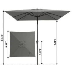 8.5 Ft. X 8.5 Ft. Steel Anti-UV Polyester Fabric Market Tilt Patio Umbrella In Gray -Jearey market umbrellas 8 5fxs gray 77 1000