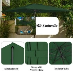 8.5 Ft. X 8.5 Ft. Steel Anti-UV Polyester Fabric Market Tilt Patio Umbrella In Green 13 8.5 Ft. X 8.5 Ft. Steel Anti-UV Polyester Fabric Market Tilt Patio Umbrella In Green -Jearey market umbrellas 8 5fxs green 1d 1000