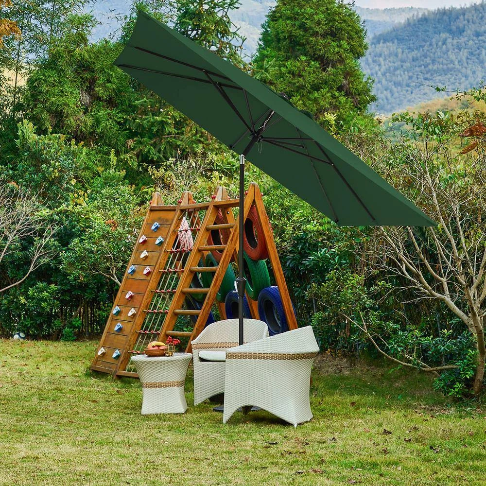 8.5 Ft. X 8.5 Ft. Steel Anti-UV Polyester Fabric Market Tilt Patio Umbrella In Green 9 8.5 Ft. X 8.5 Ft. Steel Anti-UV Polyester Fabric Market Tilt Patio Umbrella In Green - Image 9