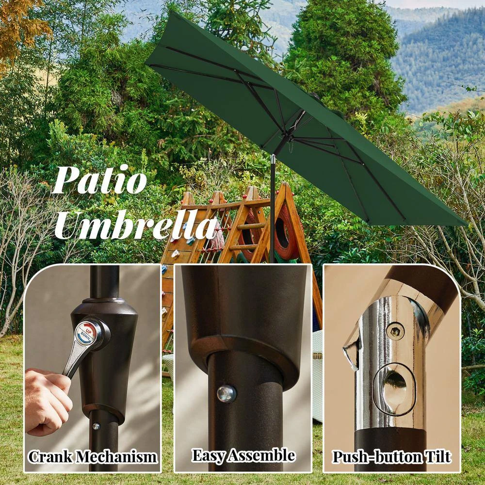8.5 Ft. X 8.5 Ft. Steel Anti-UV Polyester Fabric Market Tilt Patio Umbrella In Green 6 8.5 Ft. X 8.5 Ft. Steel Anti-UV Polyester Fabric Market Tilt Patio Umbrella In Green - Image 6