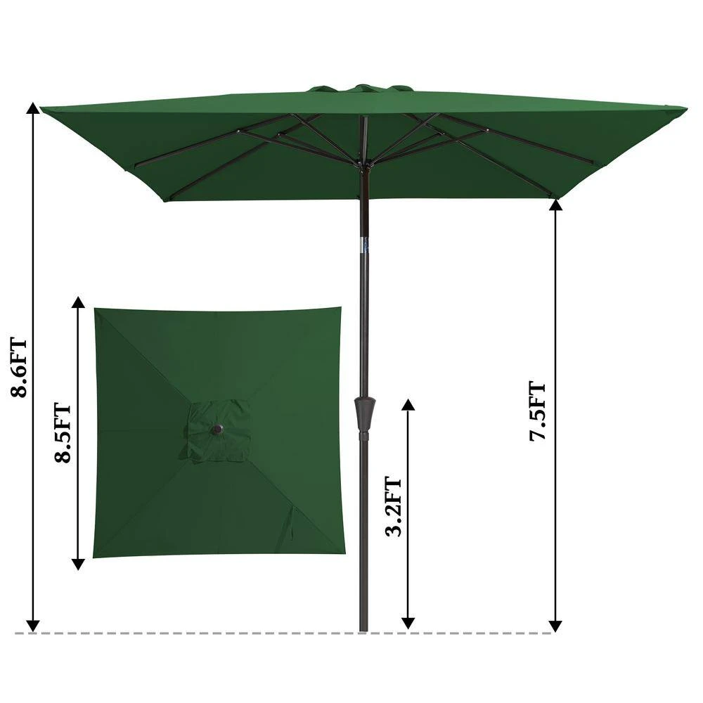 8.5 Ft. X 8.5 Ft. Steel Anti-UV Polyester Fabric Market Tilt Patio Umbrella In Green 7 8.5 Ft. X 8.5 Ft. Steel Anti-UV Polyester Fabric Market Tilt Patio Umbrella In Green - Image 7